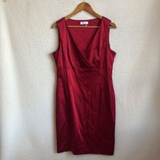 Calvin Klein Dress Womens large red satin sleeveless V Neck