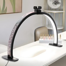 Half Moon Light for Nail Desk with Phone Holder, 28IN Folding Half-moon Lamp wit