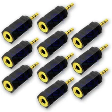 10X Gold Jack Headphone Audio Size Adapter Normal 3.5mm to Small 2.5mm LOT