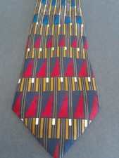Albert Nipon Men's Necktie Multicolor Rectangle Pure Silk Tie Made In USA EXCELL