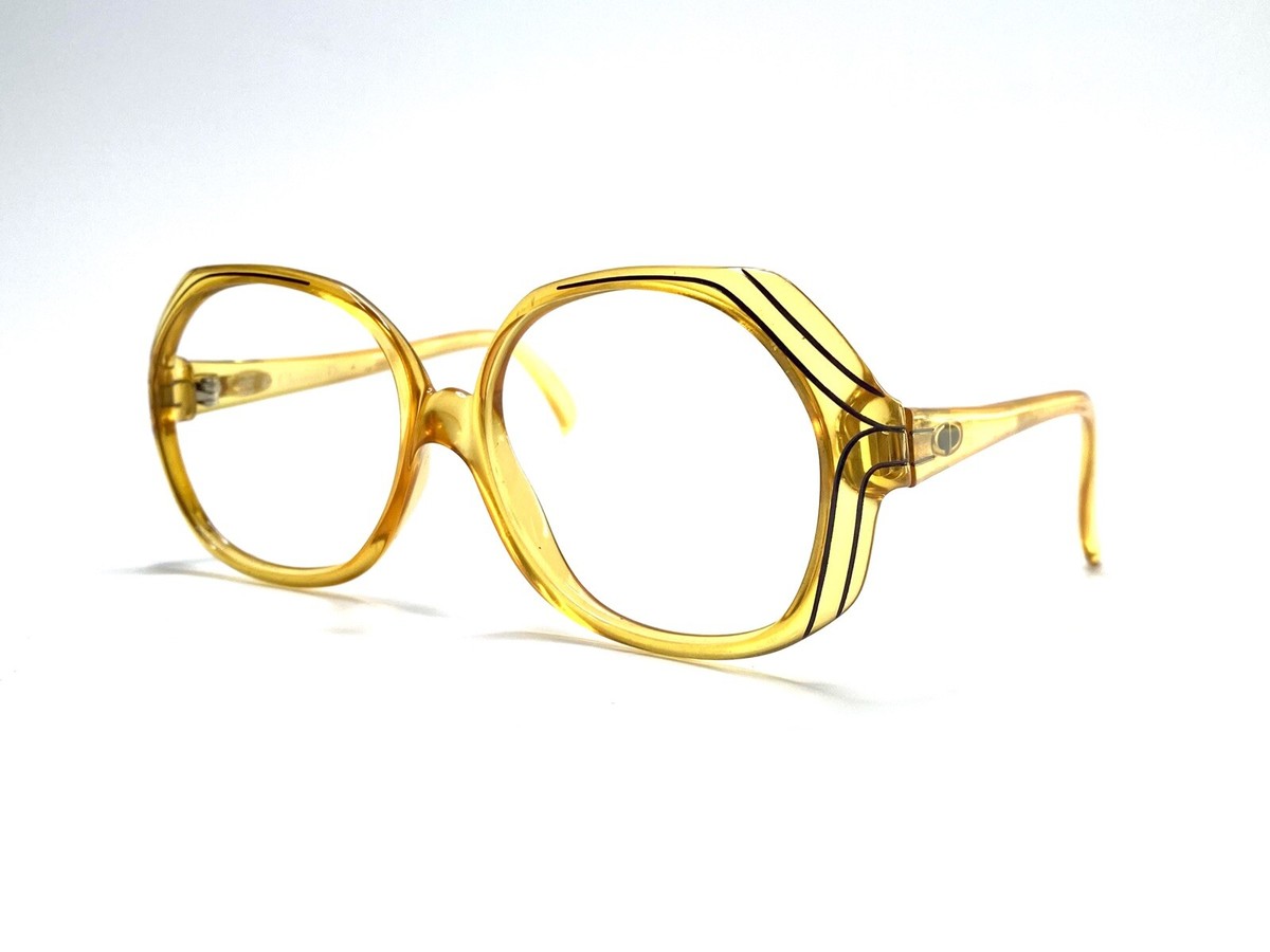 Vtg Christian Dior Yellow Clear Amber Glasses Germany 2035 54 14