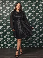 Torrid Sylvia Mollie Mini Dress Mesh Sequin Black NWT New 22