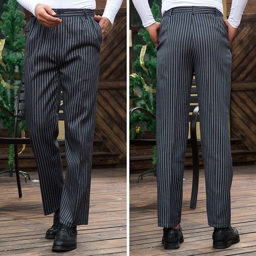 Pantalon rayé homme bas droit lâche houndstooth mélange coton - Photo 1/15