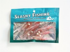 10 NEW Soft Plastic Shrimp Wire Rig Lure Bait Fishing Tackle Hook 3.5" 9cm