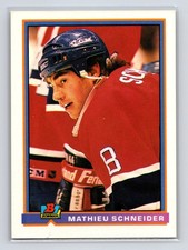 1991-92 Bowman #343 Mathieu Schneider Montreal Canadiens Hockey Card