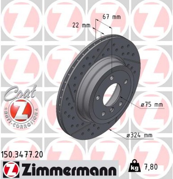 2X Bremsscheibe Coat Z Zimmermann 150.3477.20 FüR E91 E93 BMW E81 E87 E92 E90-image