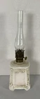 Antique EAPG Miniature Oil  Lamp Victorian P&A Milk Glass White 10”