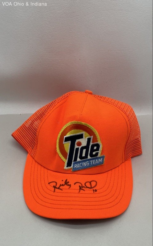 Vintage 90s Tide Racing Team Ricky Rudd Signed Orange Snapback Trucker Hat