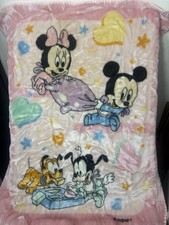 Disney Babies Baby Blanket Pink Baby Mickey Minnie Pluto Goofy 42  x34  Very Soft