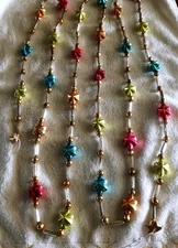 VINTAGE RARE STARS & BARS MERCURY GLASS BEAD CHRISTMAS GARLAND FEATHER TREE 96"