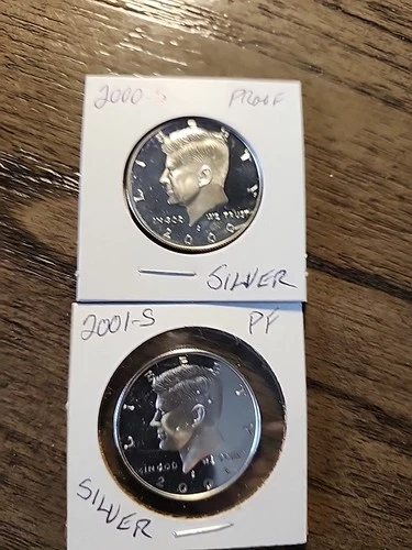 2000 S & 2001-S KENNEDY HALF DOLLARS, 90% SILVER PROOFS, Free Shipping