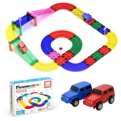 30 Piece Magnetic Race Car Track Building Set STEM Learning Toys for Kids