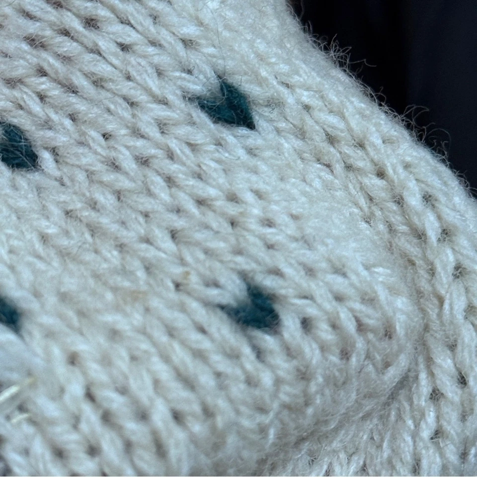 Vintage 80s Eddie Bauer Wool Christmas Sweater Tree Print Birds Eye Youth Large - Image 3 of 4