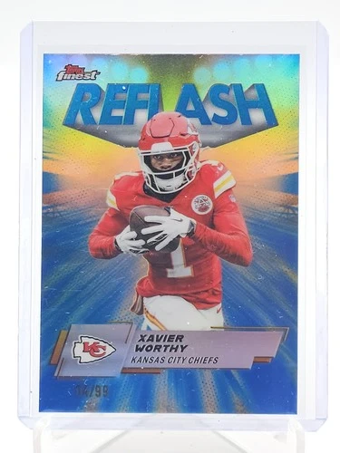 XAVIER WORTHY 2025 TOPPS FINEST REFLASH BLUE REFRACTOR #RF-14 CHIEFS /99 Q7372
