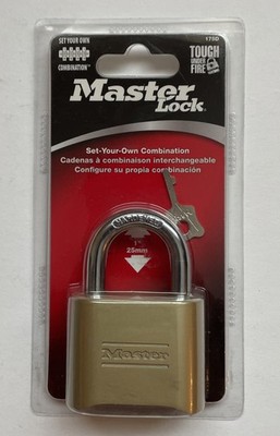 Master Lock Resettable Combination Padlock 2'' wide Brass 175D, factory sealed