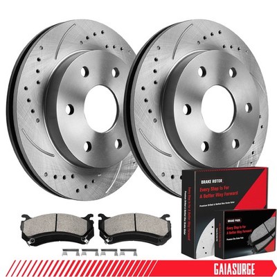Front Drilled Rotors Brake Pads for 1999-2006 Chevy Silverado GMC Sierra 1500