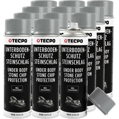 12x TECPO UNTERBODENSCHUTZ SPRAY ÜBERLACKIERBAR HELL 500ml STEINSCHLAGSCHUTZ UBS