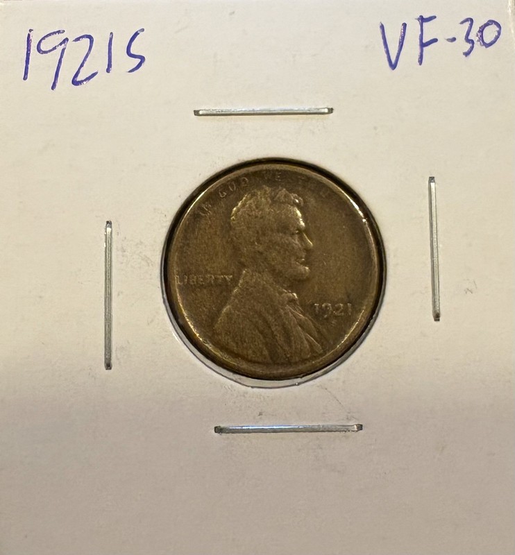 1921-S Lincoln Wheat Cent Penny VF Lower Grade Better Date 