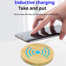 Bamboo Vertical Wireless Charging, Home, Office, Travel Universal, Dual-Coil Des