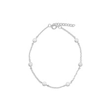 9 + 1 Rhodium Plated Bezel Set CZ Anklet