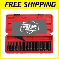 Metric Impact Socket Set, 14-Piece, 4-15mm, Cr-Mo Steel