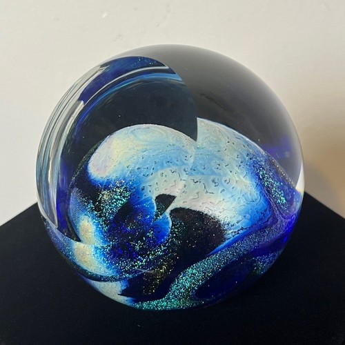 Glass Eye Studio Blue Planet Celestial Serie 2012 Handarbeit Briefbeschwerer - Bild 2 von 8