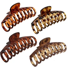 4 Packs 4.3" Matte Leopard Jumbo Hair Claw Clips for Long Thick Hair Non-Slip