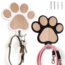 2-Pack Dog Leash Holder for Wall by The Door, Paw-Shaped Leash Hooks for Wall...