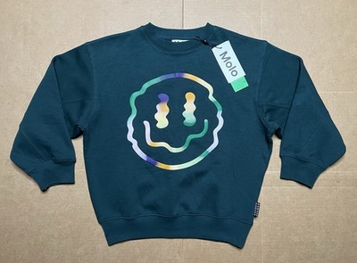 MOLO Boys Size 8 Magni Wiggly Happy Face Cotton Polyester Sweater