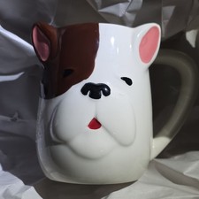 TAG Ceramic Coffee Mug Figural Bulldog Dog Wh...