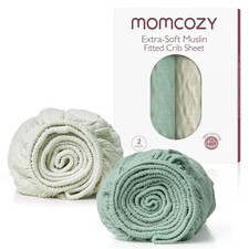 Momcozy Muslin Mini Crib Sheets Fitted - 38''x26'' Pack and Play Sheets for Pack