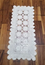 Vintage Machine Crochet Doily Dresser Scarf or Runner 31" x 13"