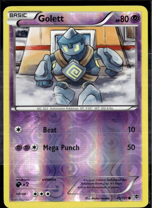 Golett 45/101 Common Plasma Blast Pokemon Reverse Holo Lightly Played
