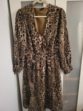 Womens Animal Print Midi Dress Size 14 Very Good Condition