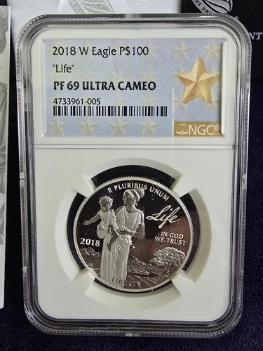 2018-W Eagle P$ 100 "Life" NGC PF 69 ULTRA CAMEO