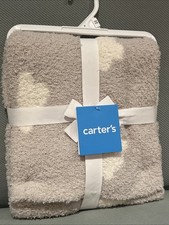 Carter s Reversible Gray Stroller Baby Blanket White Clouds Lightweight Soft New