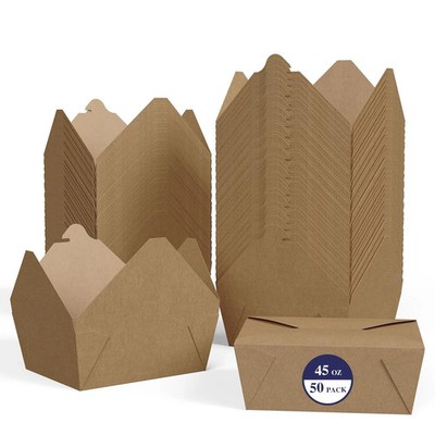 50 Pack 45oz To Go Containers Takeout Food Containers Paper Lunch Boxes Storage