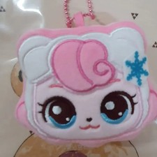 TiniPing Secret Snowflake Face Keyring Pink Plush