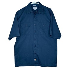 Carhartt Men's Relaxed Fit Short Sleeve Work Shirt Navy Blue S223 NVY Large