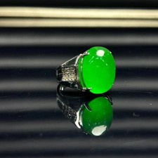 Real Natural Inlay high Ice Burmese Jade Jadeite pigeon egg Amulet Rings