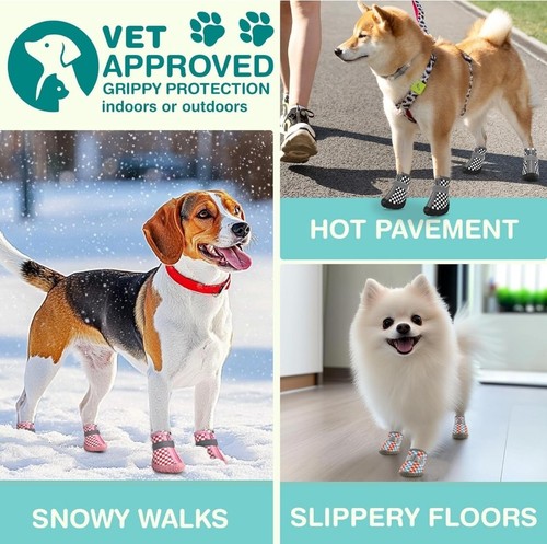Scarpe Cani di Piccola Taglia, Stivali Traspiranti Protezione Zampe Pavimentazione Calda Invernale Neve Taglia 5 - Foto 3 di 5