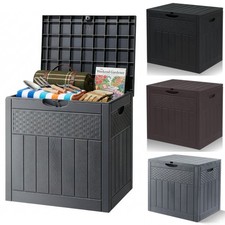 125L Garden Storage Box Plastic Organiser Outdoor Small Gray Black Brown Holder