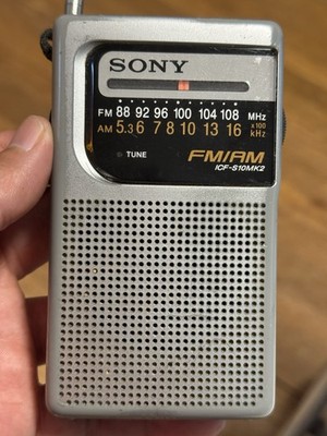 Sony ICF-S10MK2 AM/FM Portable Pocket Radio with Speaker Silver Works (read)