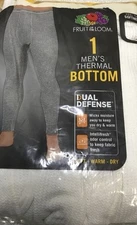 Fruit Of The Loom Mens Dual Defense Thermal Bottom White  Size XL  New