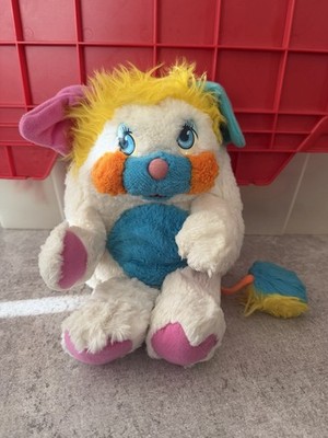 POPPLES Vintage Mattel 1980s White Pink Blue Puffball Stuffed Animal Plush