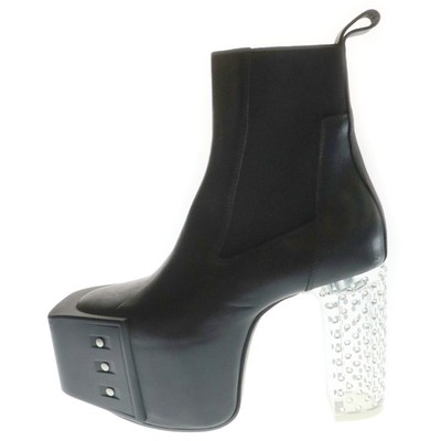 rick owens kiss boots crystallized キスブーツ Rick Owens GRILL KISS BOOTS Light Stone Clear Heels Black