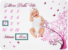 Coperta Mesi Bimba | Tappeto Fotografico Complimese Femmina | Copertina Plaid Ne