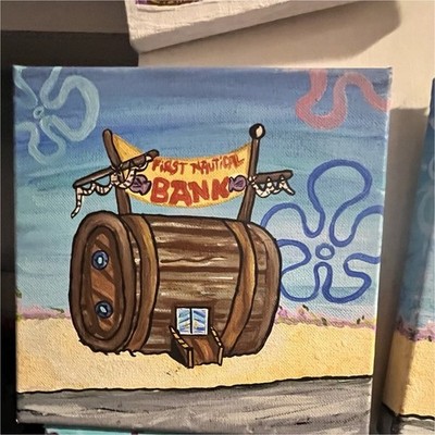 Hand-Painted Cartoon Animation SpongeBob SquarePants acrylic   Nautical Bank   