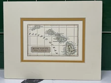 Matted Map of Sandwich Isles Hawaii Islands  8”x10” Ready To Frame