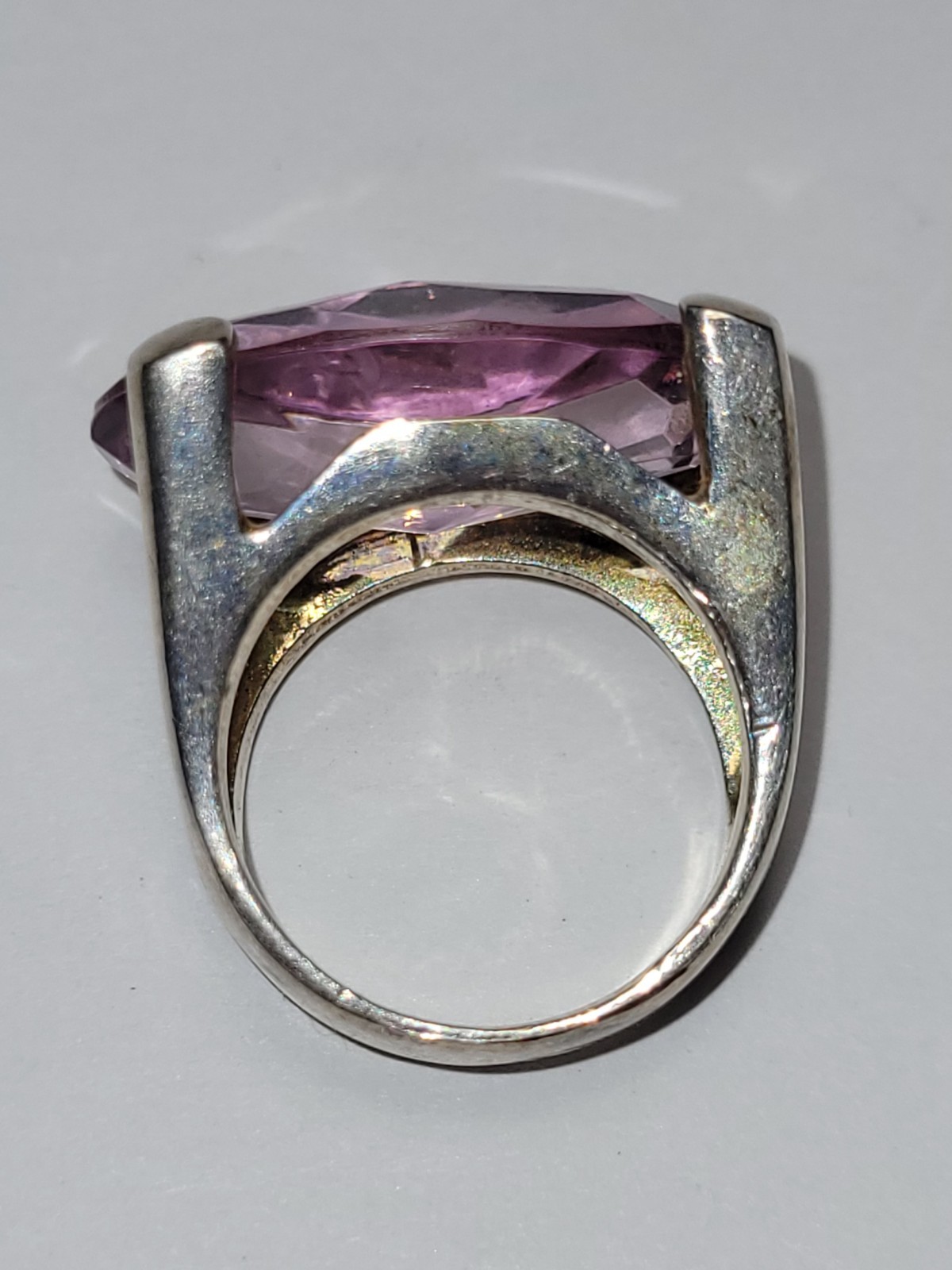 Handmade Copper Ring Large Oval Imitation Amethys… - image 6